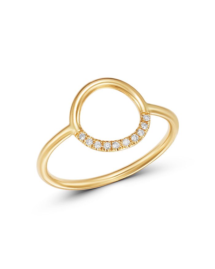 Zoë Chicco 14K Yellow Gold Small Thick Circle Pavé Diamond Ring