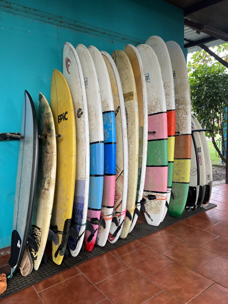 Surfboards available at Arenas Del Mar