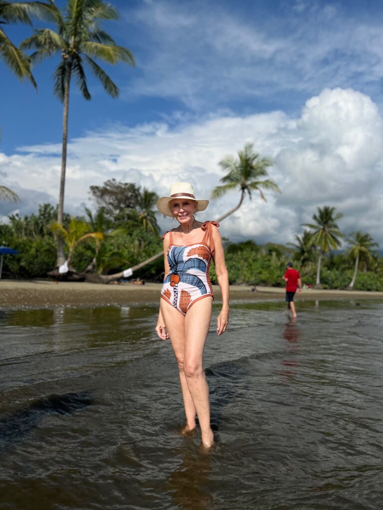 Style beyond age modelling a swimsuit in the tropical waters